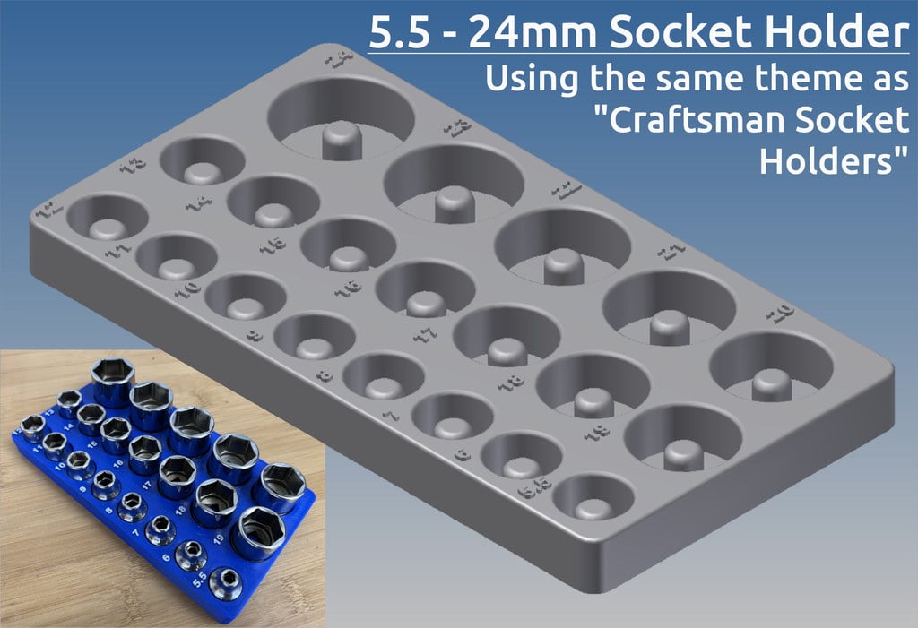 Socket Holder Tray 5.5mm, 6 - 24mm No Skips