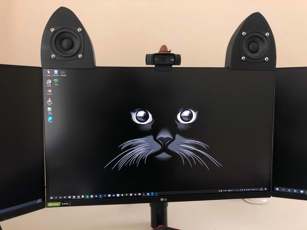 Monitor mounted cat ear speakers