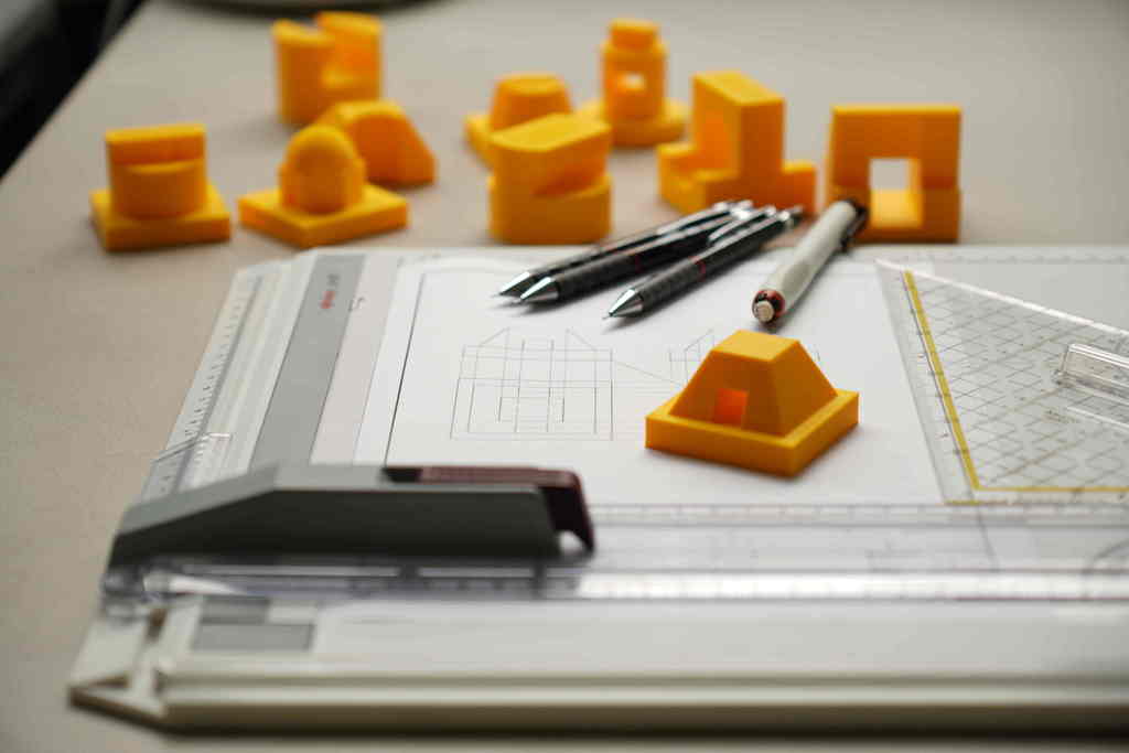 Technical drawings with 3D-Printed forms