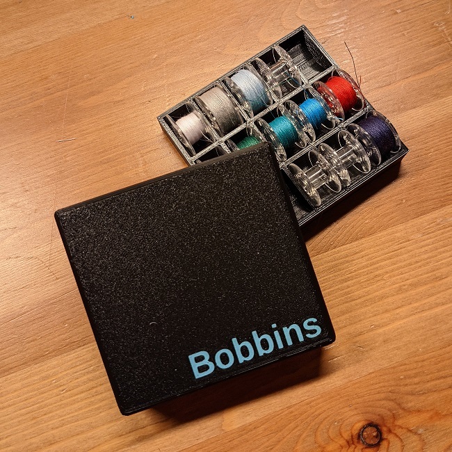 Custom Bobbin Thread Spool Holder Lid w/ Text