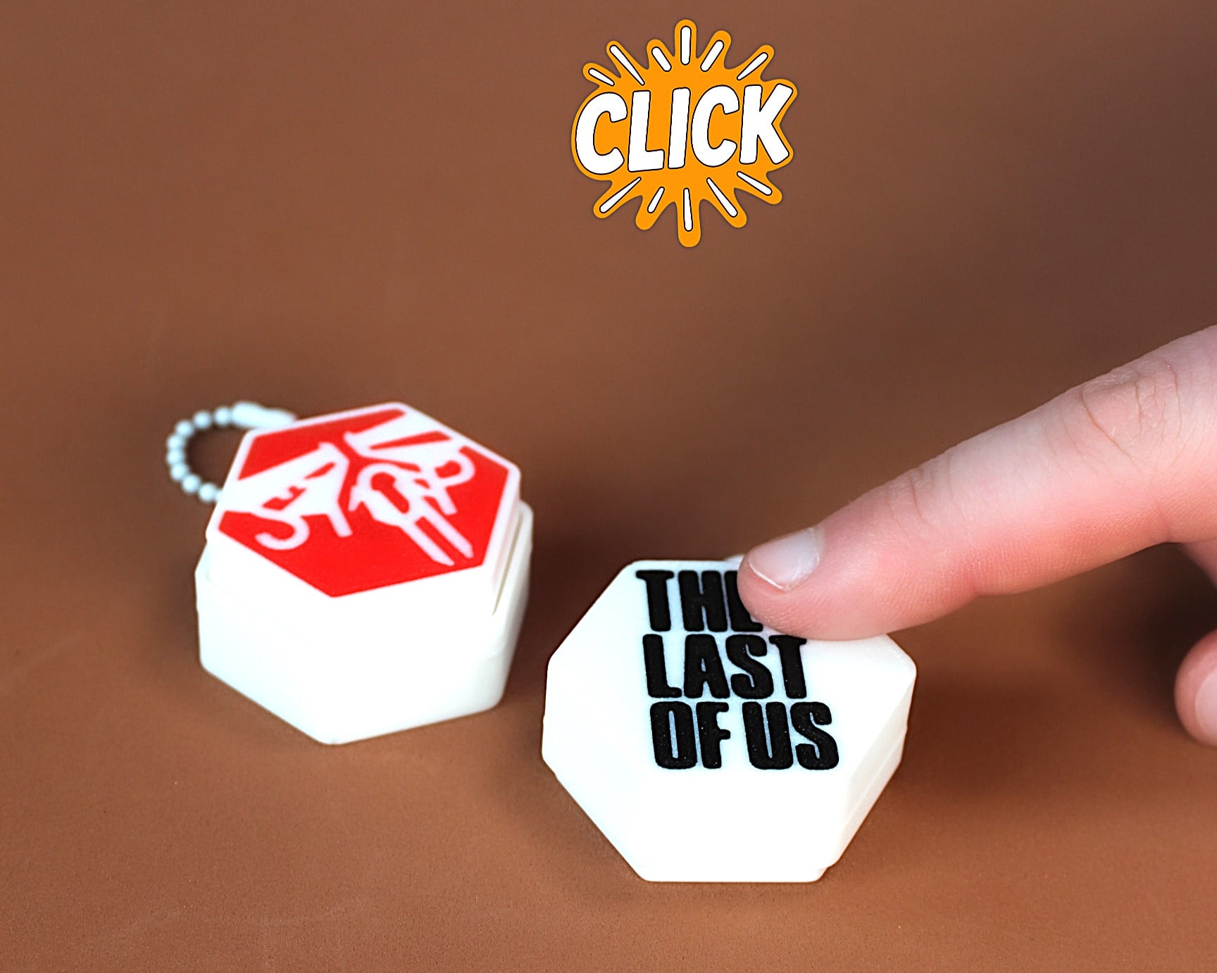 Fireflies STOP sign Fidget Clicker - Keychain