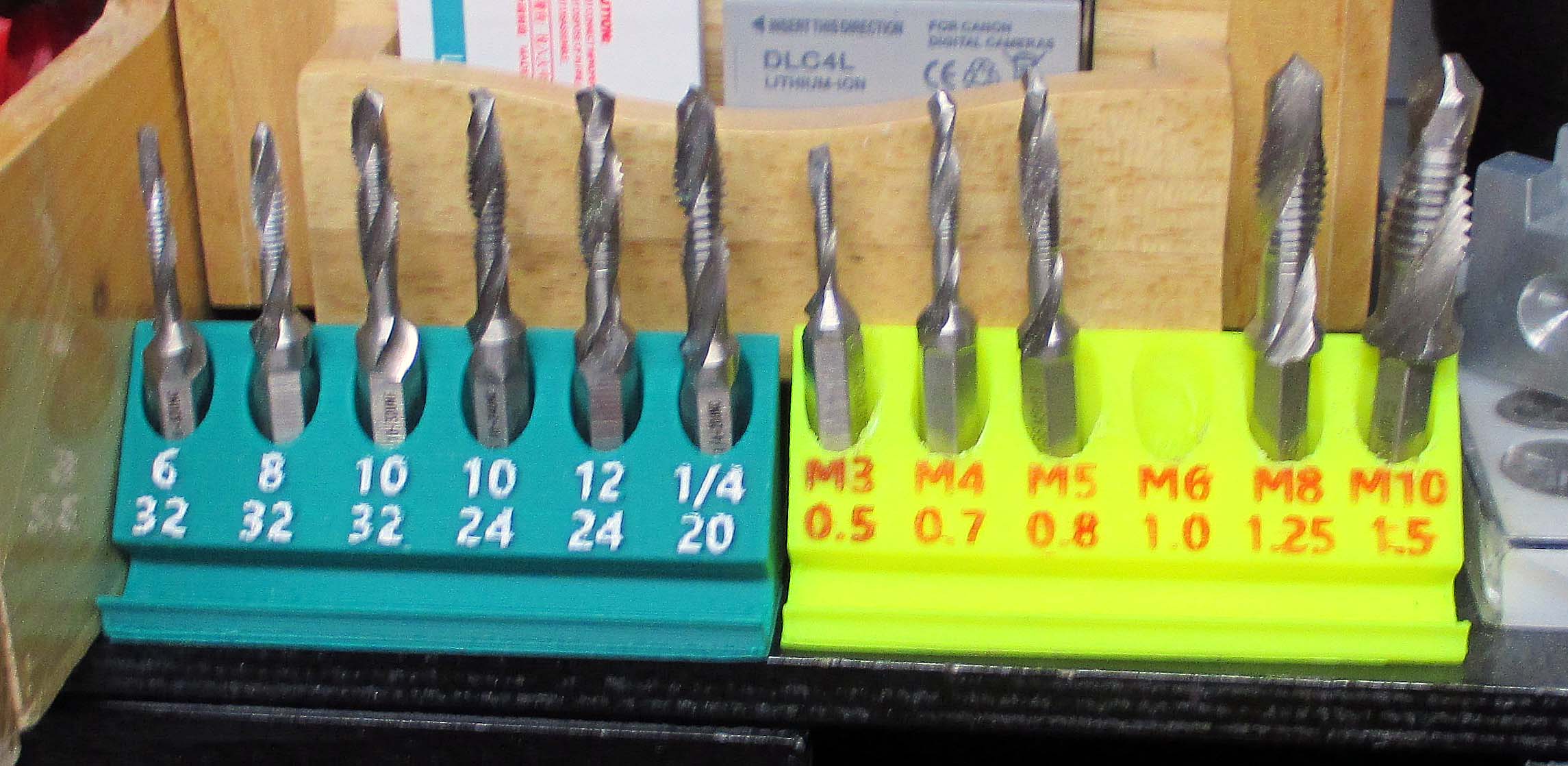 Holder for 6 piece hex drill & tap bits