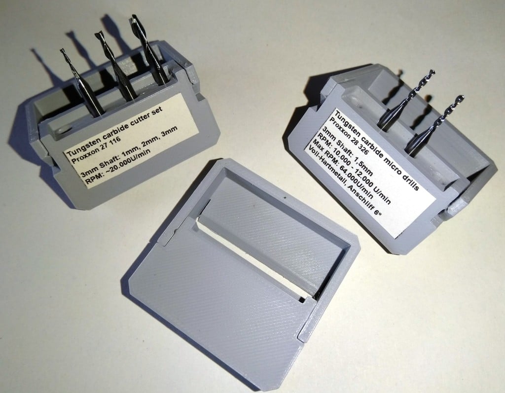 Endmill Tool Box for Proxxon MF70 / Micro CNC Mill / 3mm / 1/8 shaft