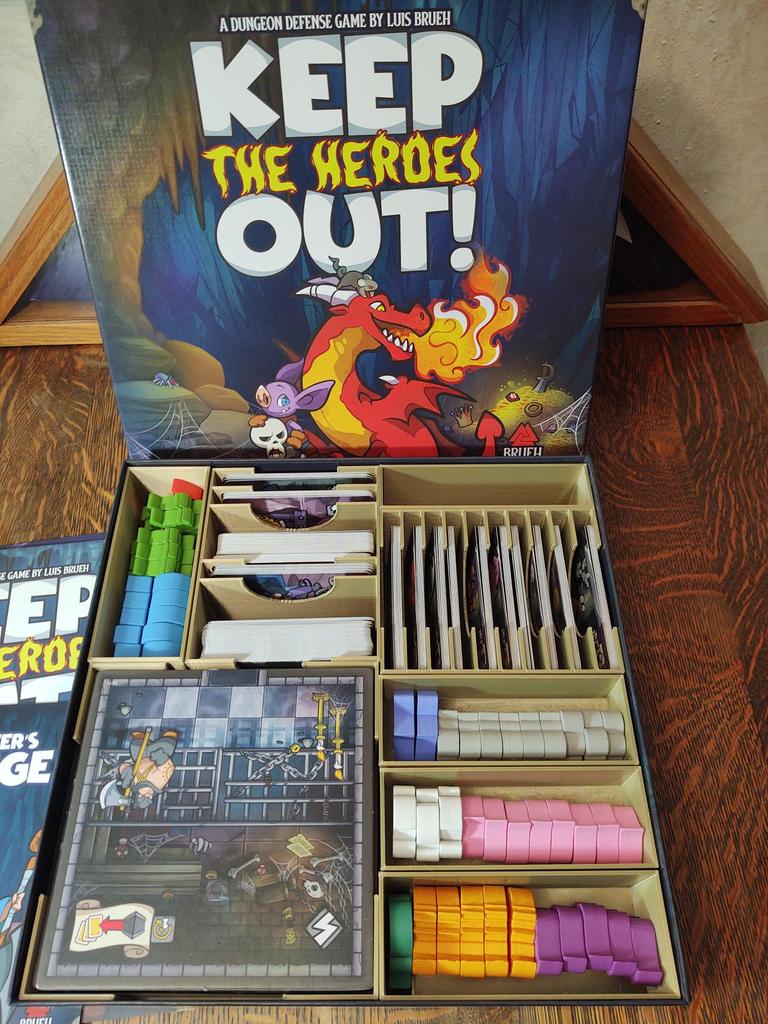 Keep The Heroes Out! board game insert and organizer - holds expansions