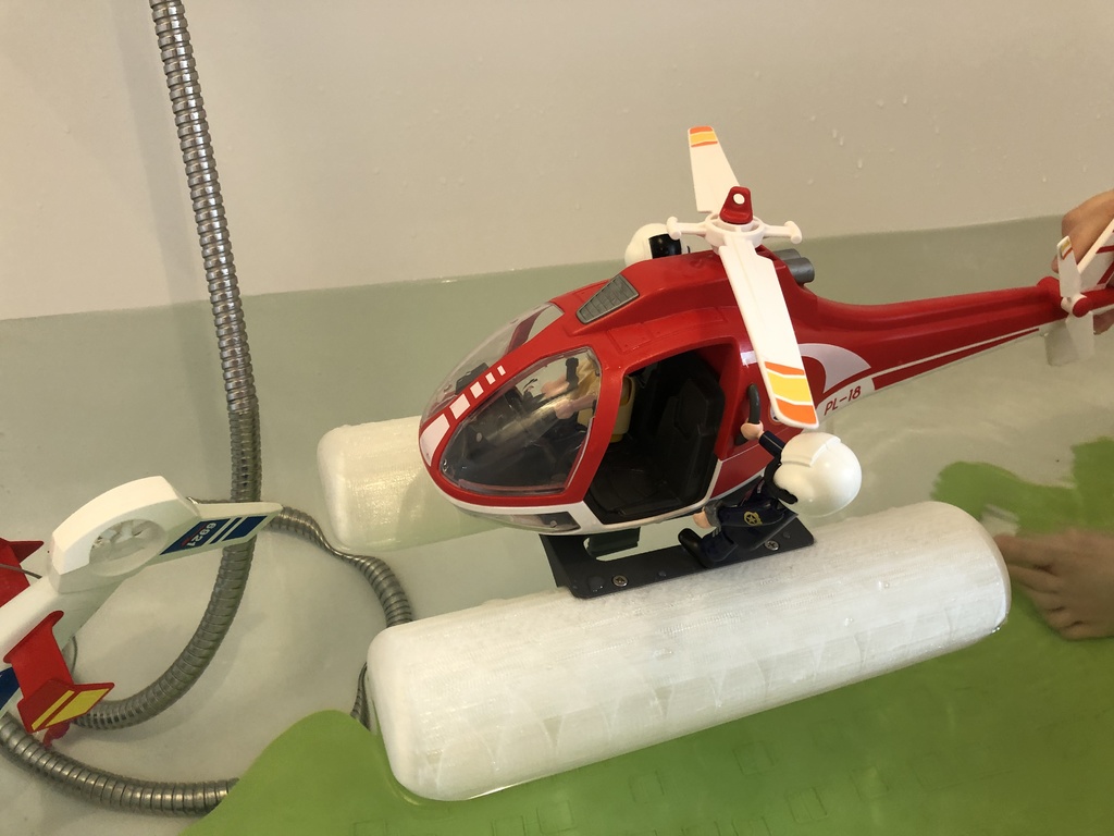 Floats for Playmobil heli + RC ambhibious Playmobil helicopter