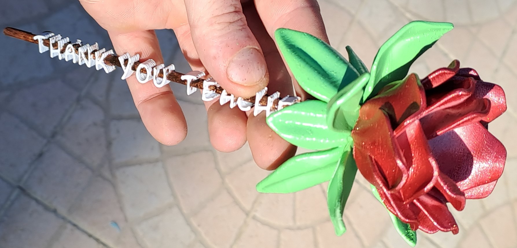 Tige rose - Flower Stem - Thank you teacher - merci maitresse