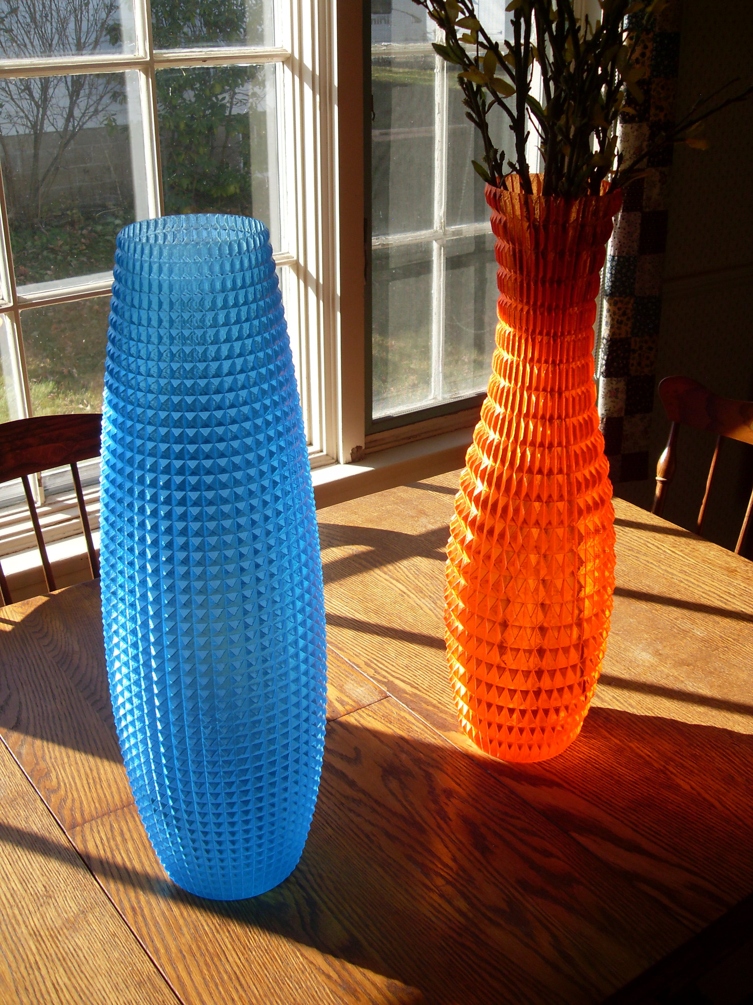 Tall Faceted Vases