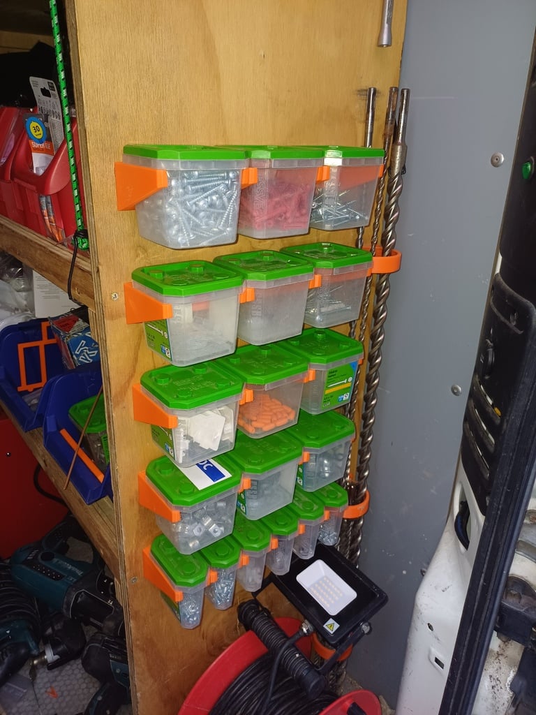 Wall mount for screw storage boxes
