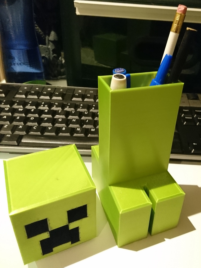 MineCraft Creeper Pen / Pencil Holder / Pot With Removeable Head
