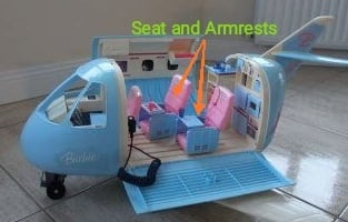 Barbie Jumbo Jet Seat and Armrest compatible