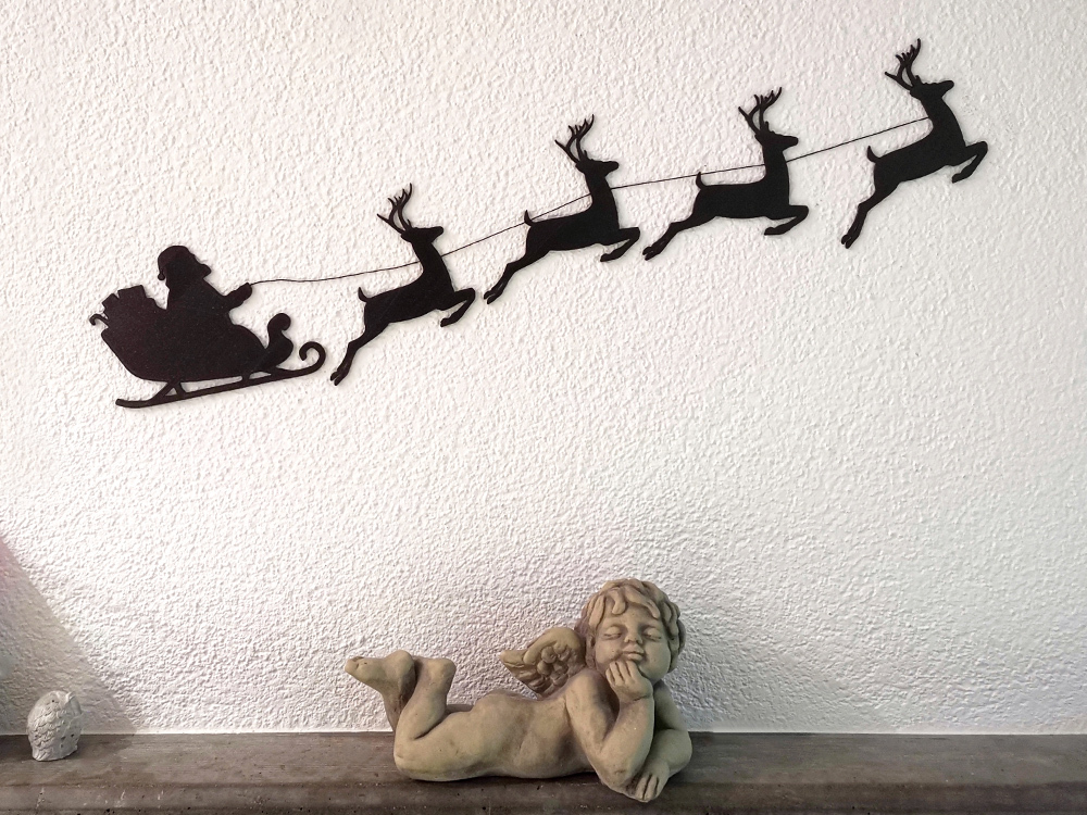 Wall deco Santa with Reindeer