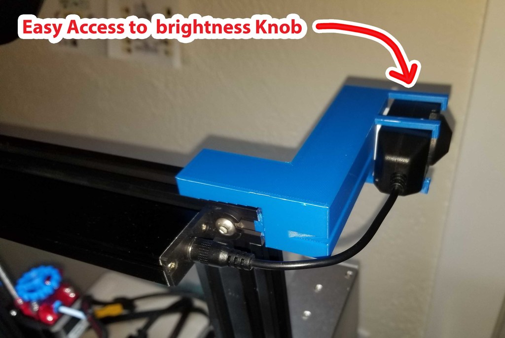 Brightness knob holder for GulfCoast Robotics light upgrade for Ender 3