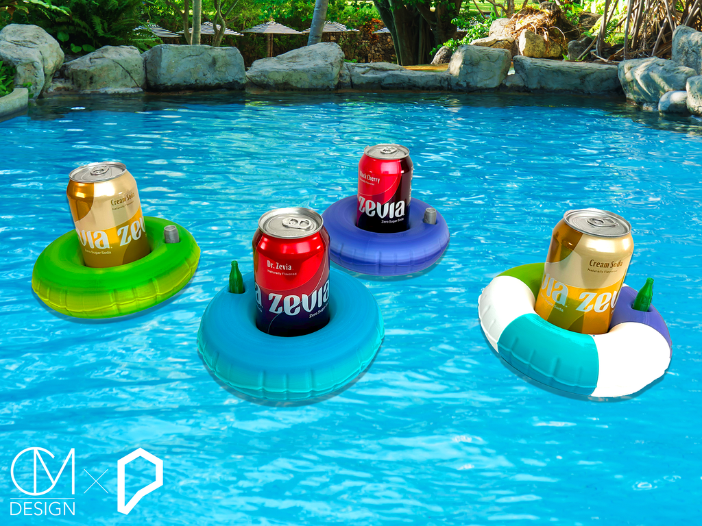 Pool Float Coaster - Inflatable donut ring koozie for bottles & cans