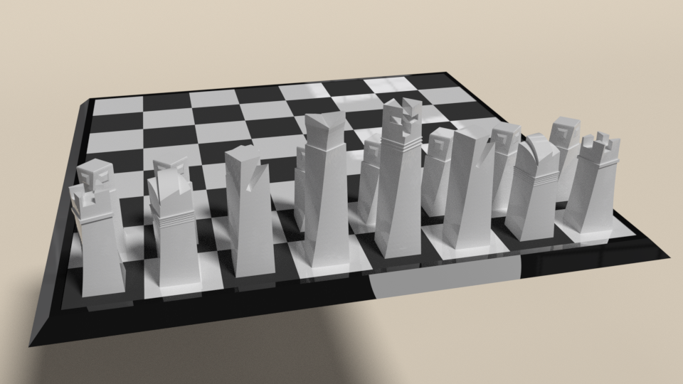 Modern chess set and board