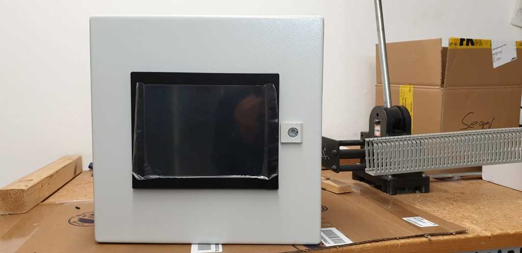 Holder for CAN-Touch Display (Technische Alternative) for control cabinet installation