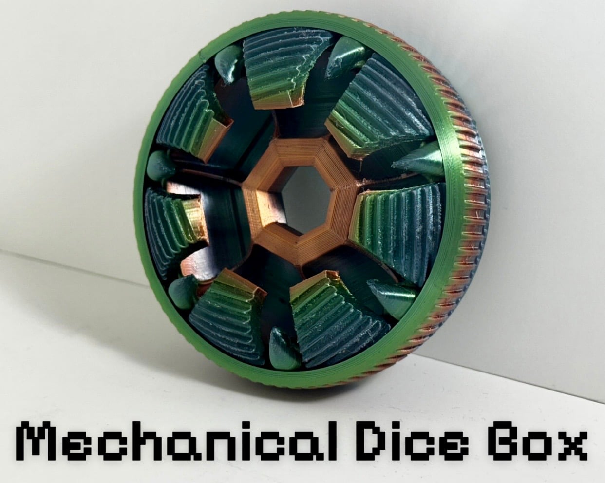 Mechanical Dice Box (print-in-place, no supports, no assembly)