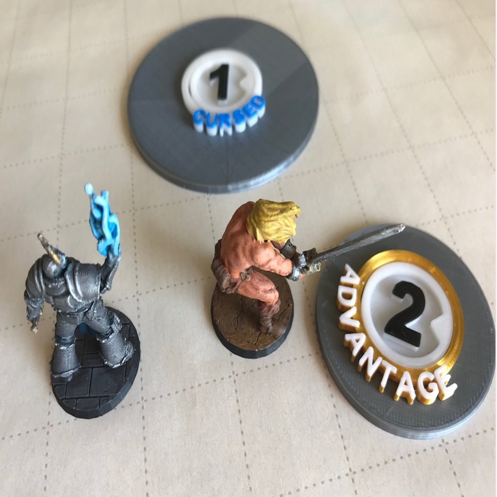 D&D Large (50mm) and Huge (75mm) Creature Base with Enemy Marker