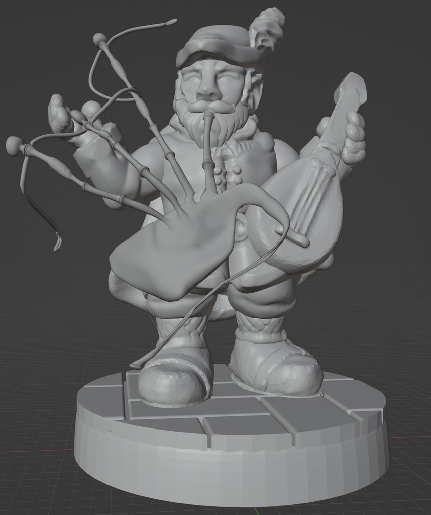 Gnome bard with bagpipes