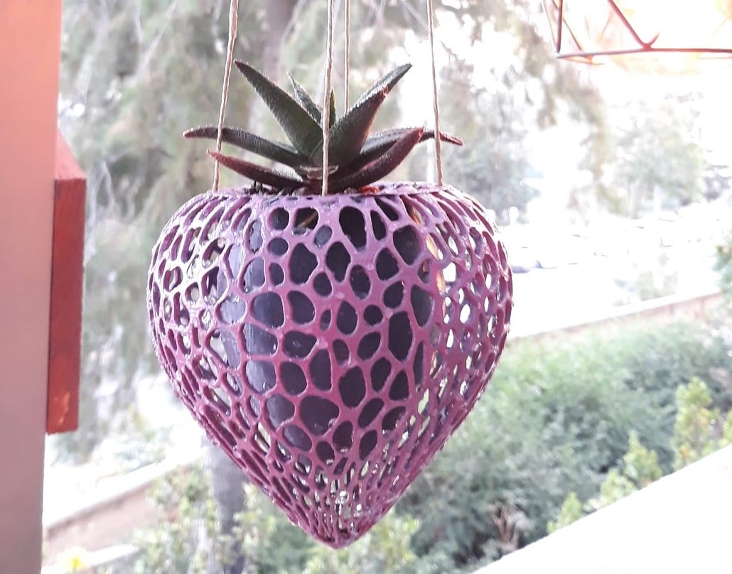 Strawberry Heart hanging planter pot
