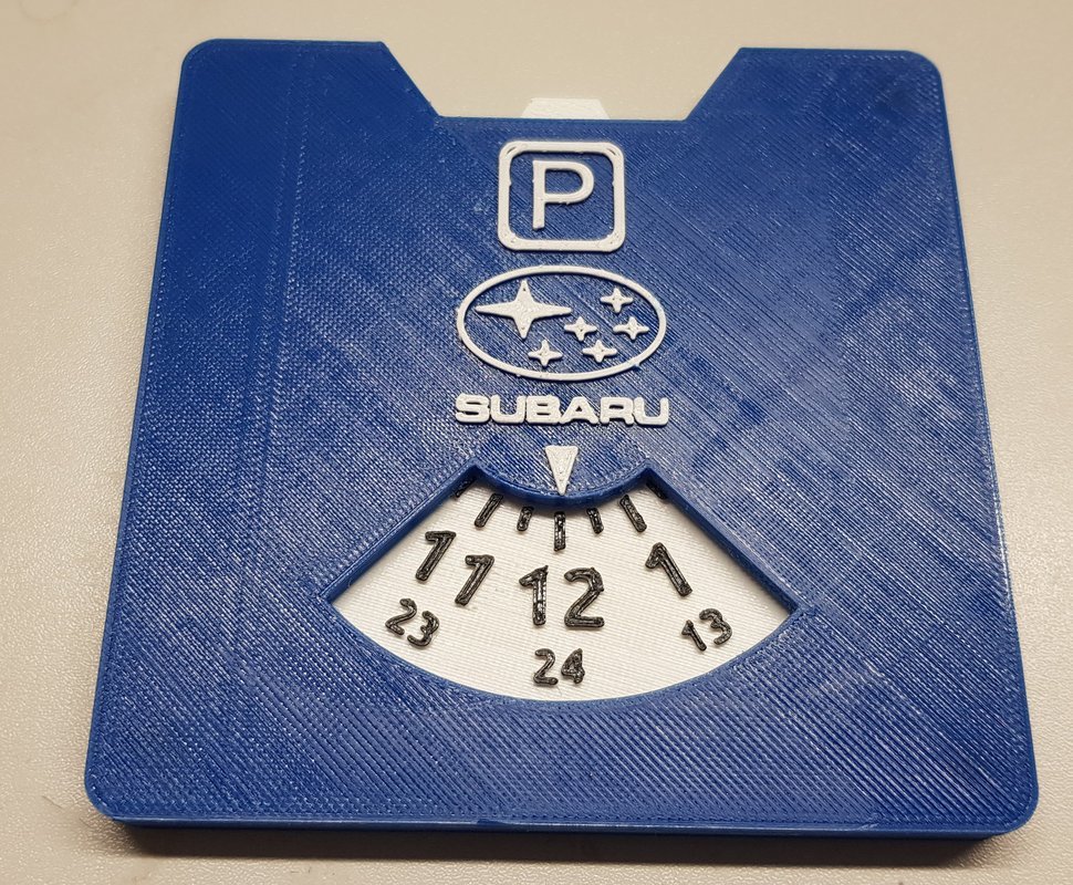 Parking disc with Subaru logo