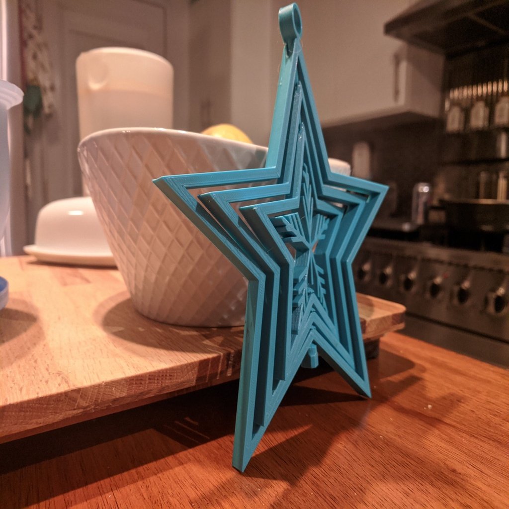 Spinning Stars Snowflake Ornament (print in place)