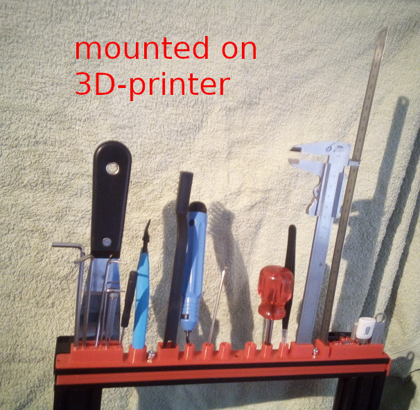 Tool bar mountable on 3D-printers with Nut-profiles