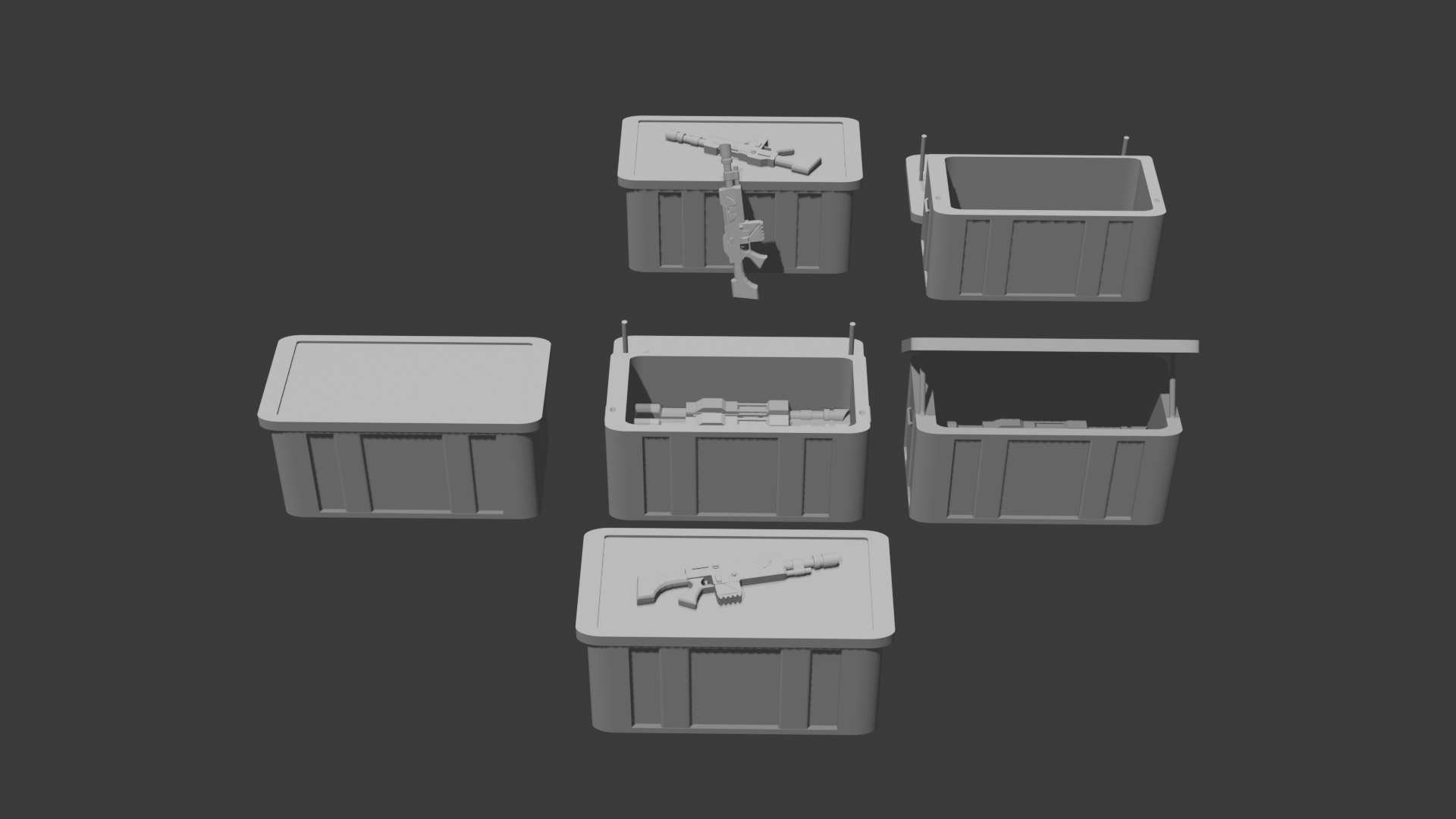 Sci-Fi Ammo Crates with Weapons – Modular 3D Printable Set
