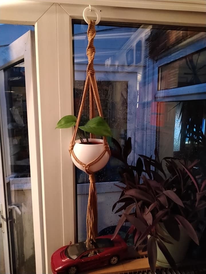 macramé ring and pot for hanging planter