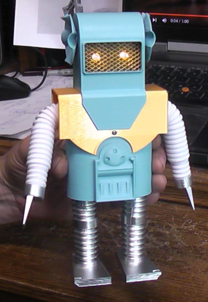New Foki robot, lit eyes, swinging arms and waking action. N20 gearmotor.