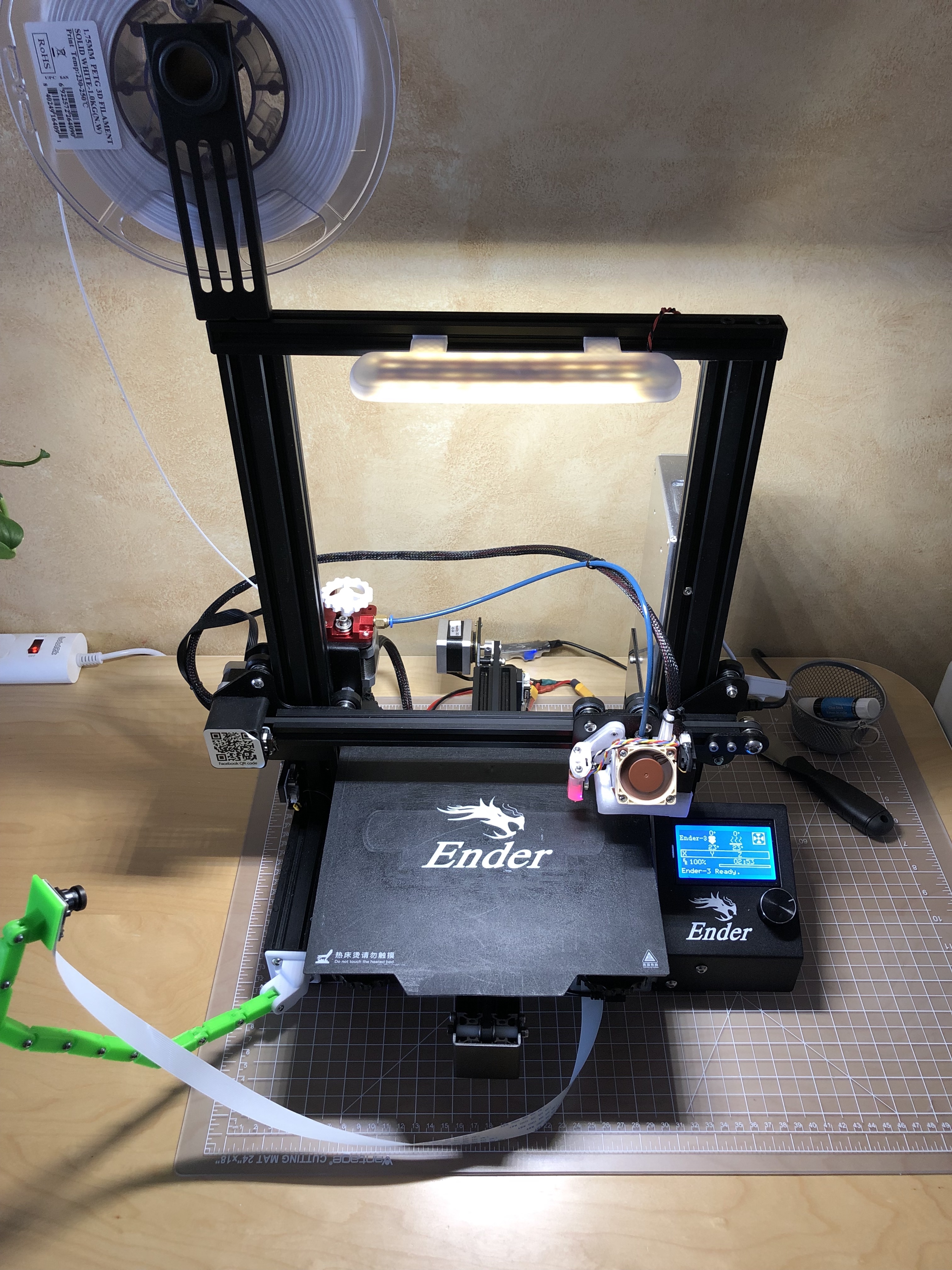 LED Mount / Holder for Ender 3 Printer using 3 strip LEDs, just slide from top side, no screw needed
