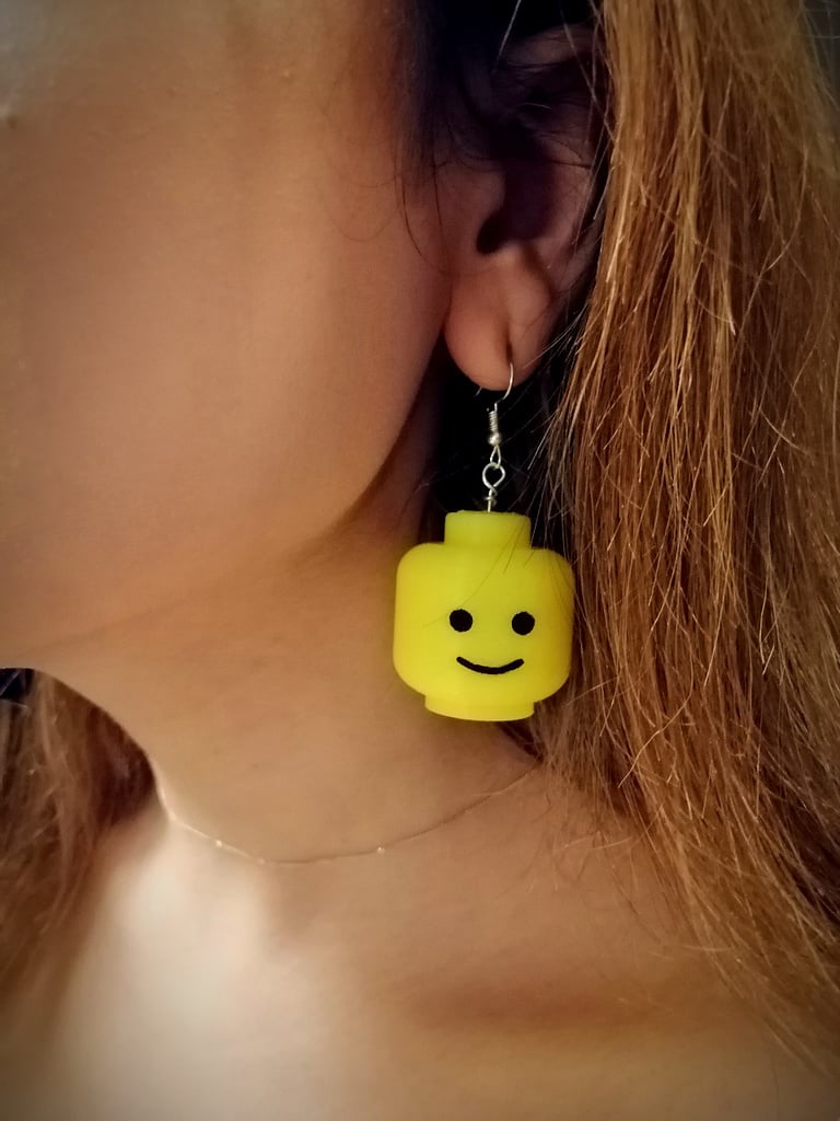 Lego head earrings