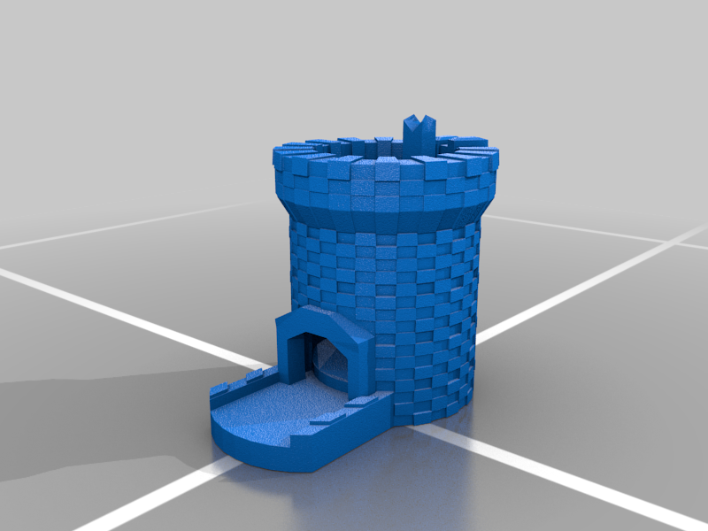 3d printable dice tower with mini hand powered dice catapult on top