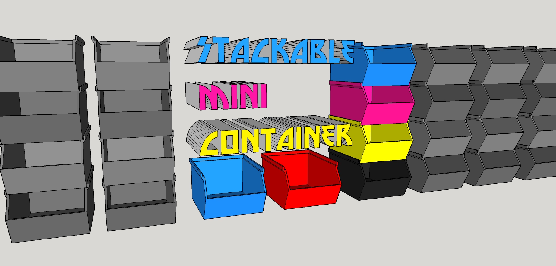 Stackable Mini Container + videotutorial sketchup