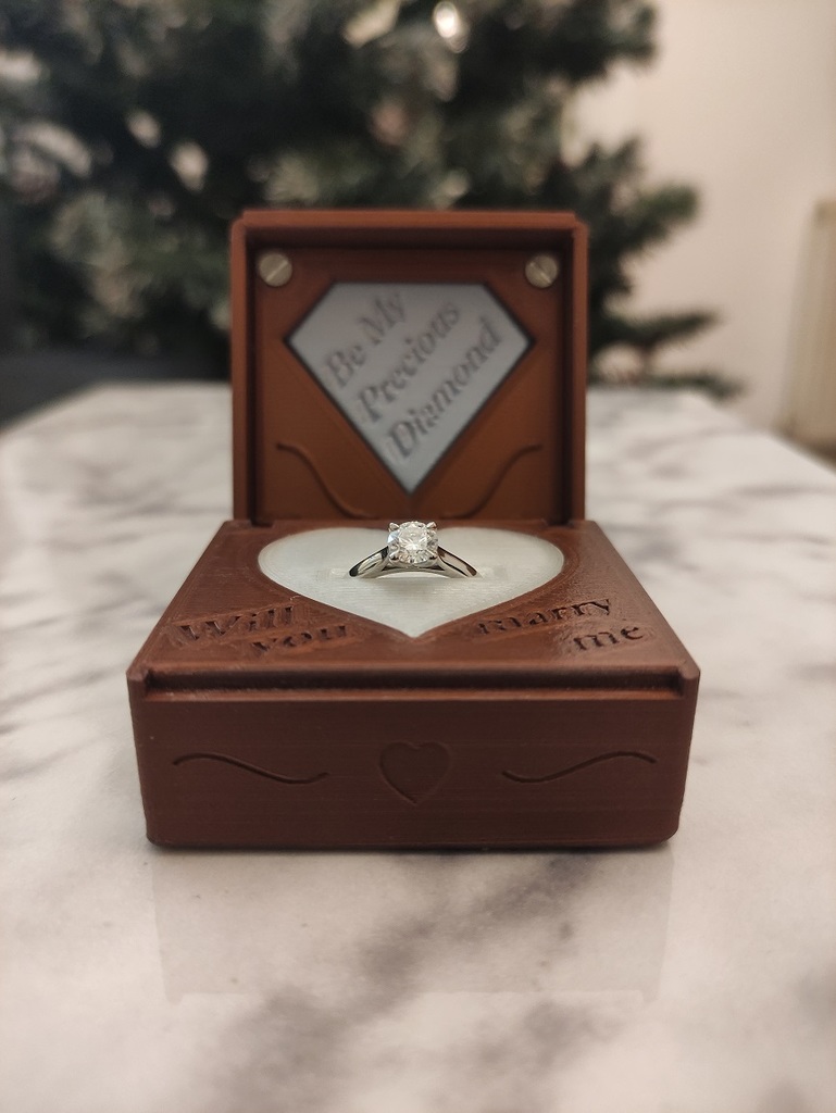 Engagement Ring Case with Lithophane Insert (Screws Required)