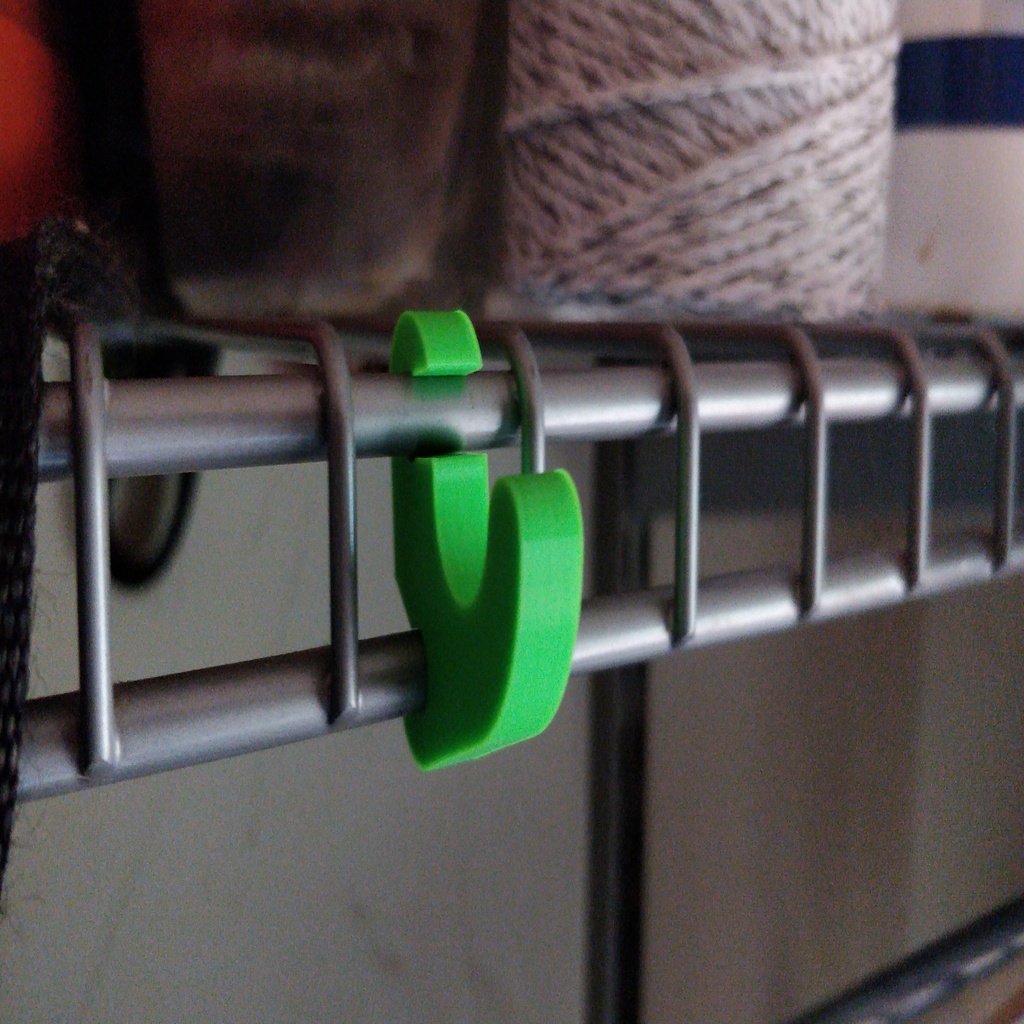 simple hook for wire shelving.
