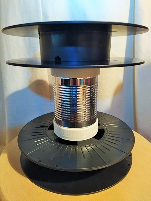 Turntable made from empty filament spools and a tin can