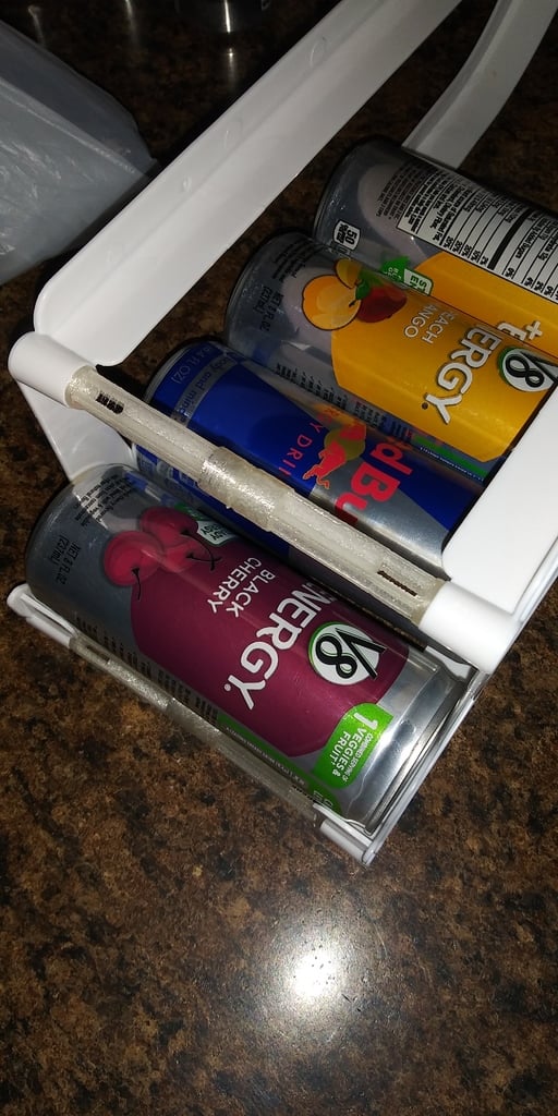 Fridge soda holder extended for skinny cans