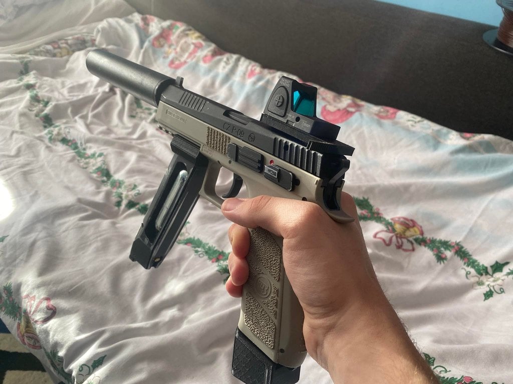 Airsoft CZ P-09 RMR sight mount with cocking handle