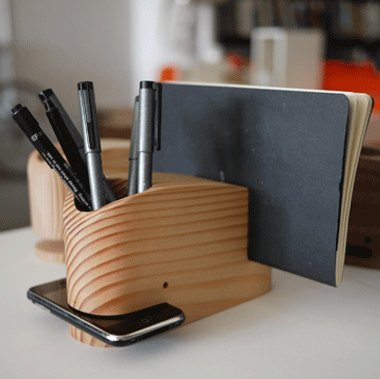 Wood Whale Desk Organizer