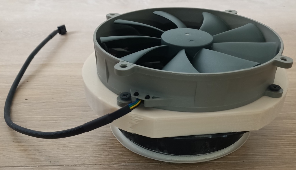 Ventilation duct mount for 14 cm computer fan