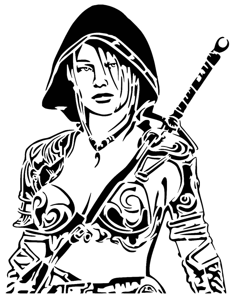 Female Hooded Assassin stencil