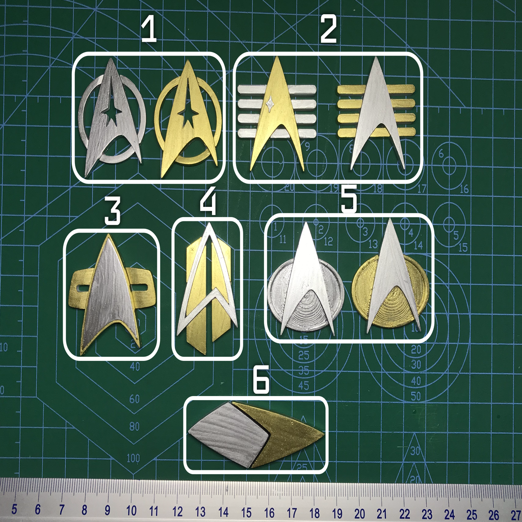 Star Trek Badges, Easy to Paint (More will be added)