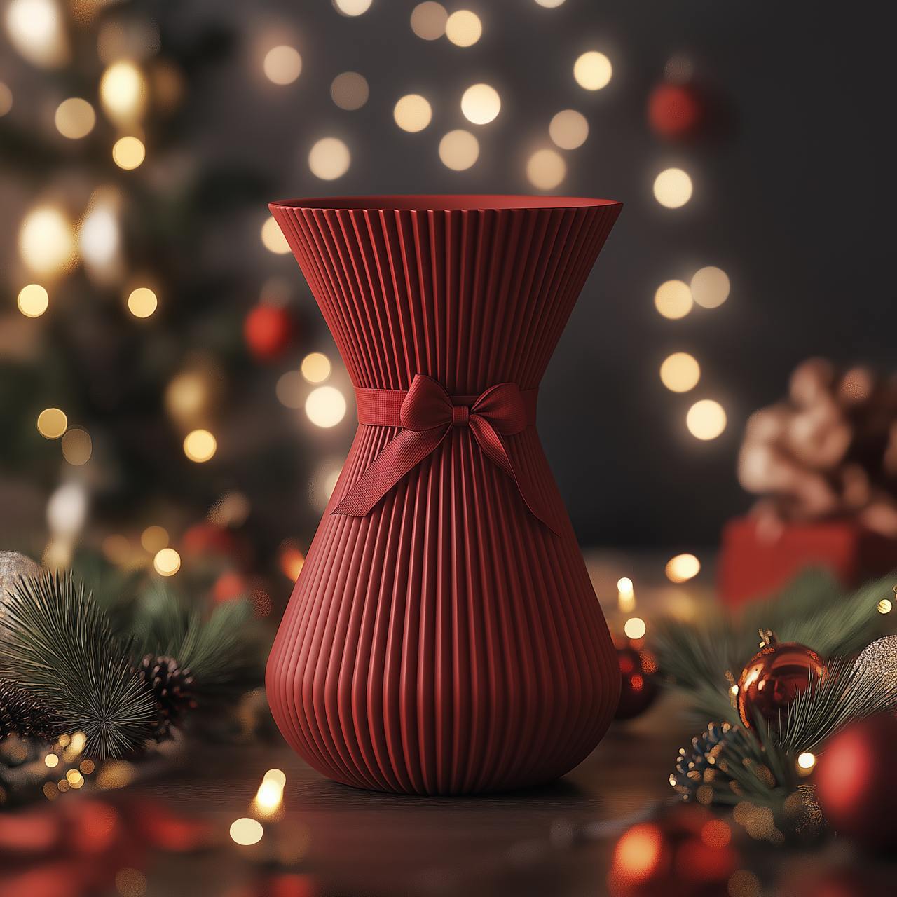Red Bow Vase for Stunning Christmas Home Decor