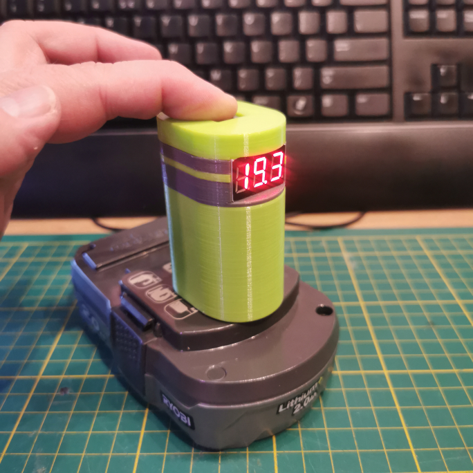 RYOBI One+ battery cover with volt meter v2.1