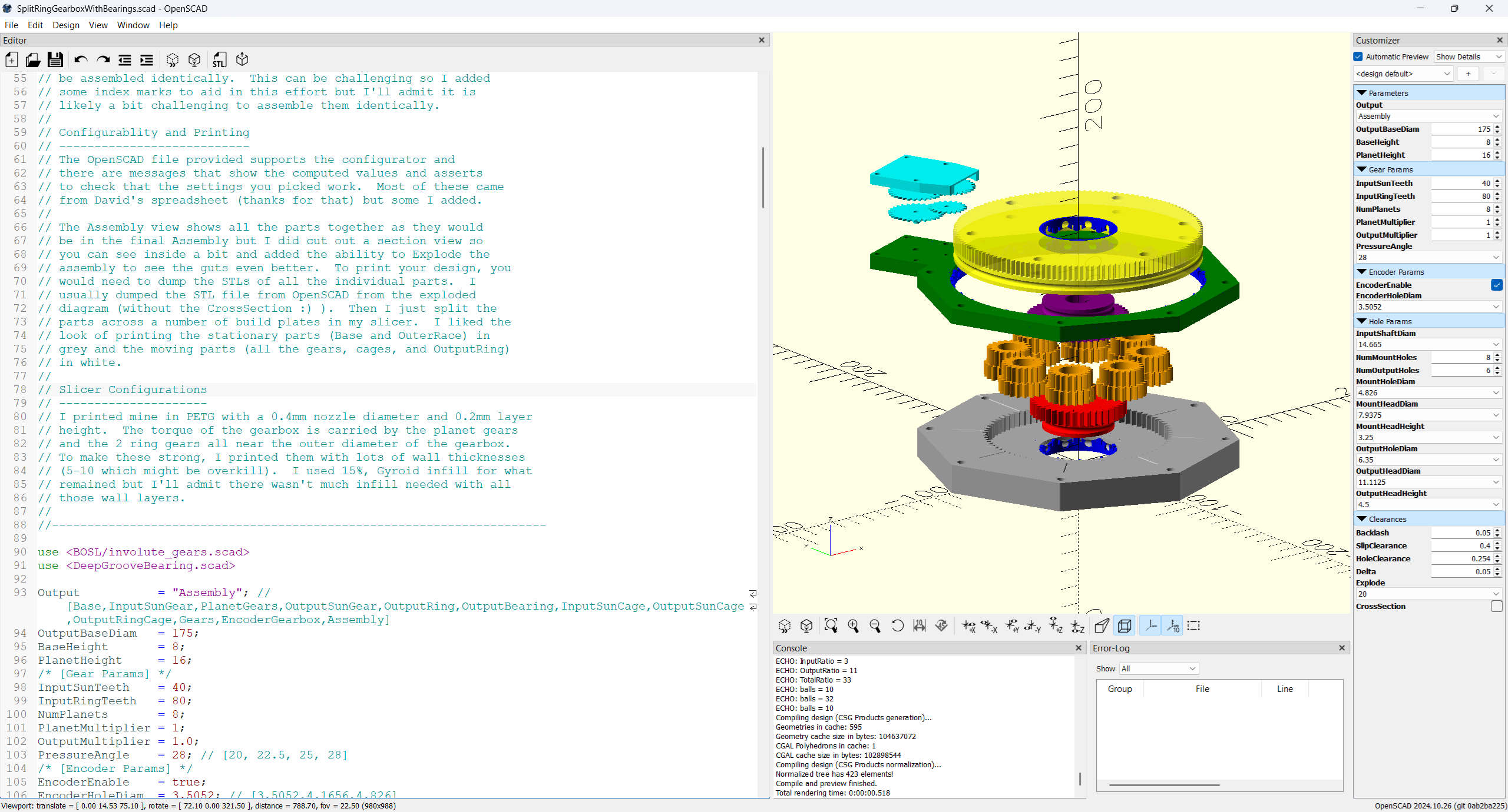 Split Ring Gearbox Generator w/ Bearings & Encoder