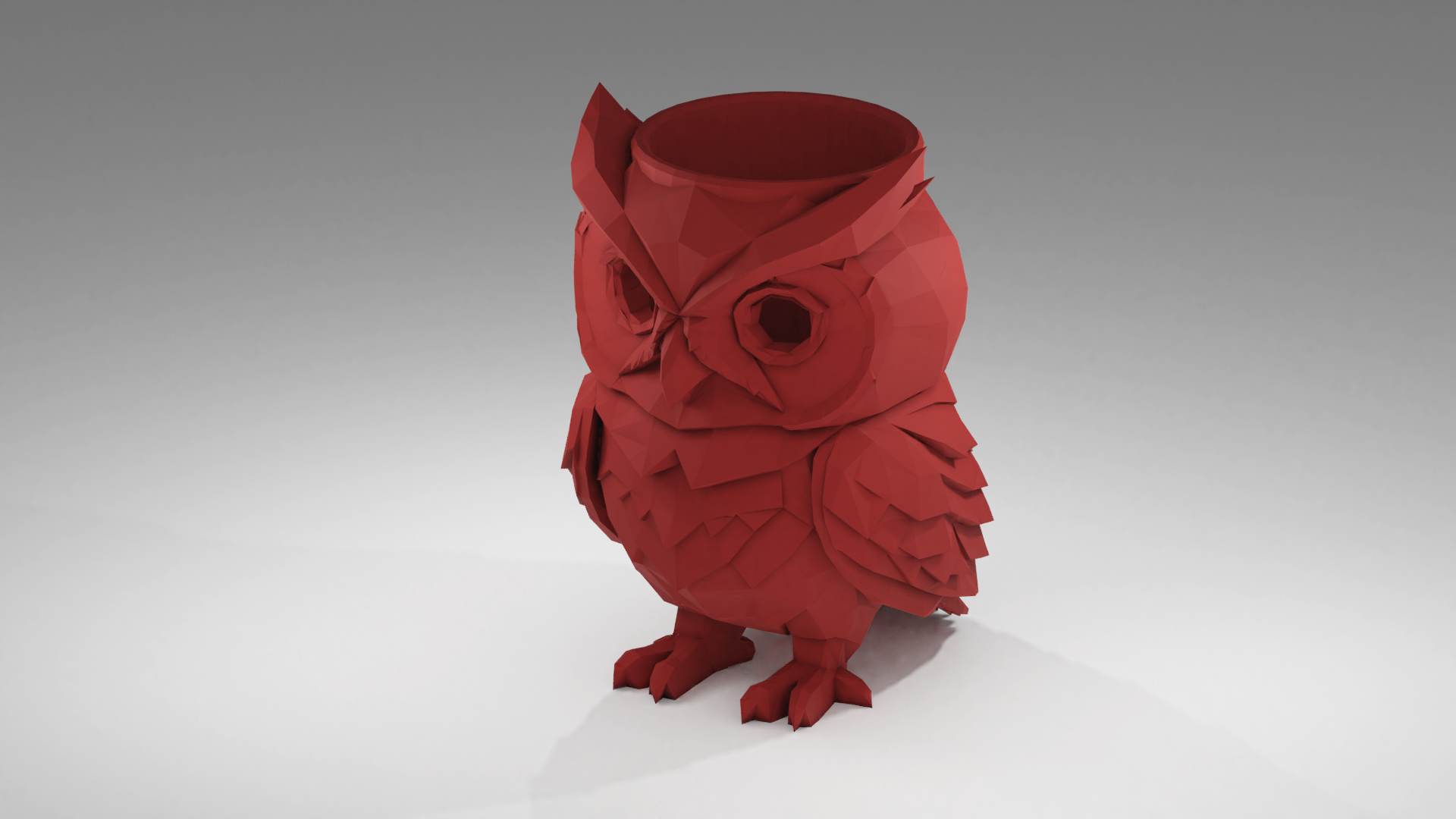 Low poly owl pencil holder