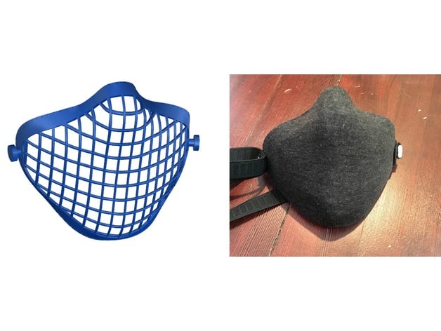 3D Printed Mask Shell With Holes For Stitching Cloth To