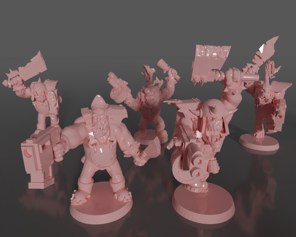Ork soldiers with melee weapons and pistols set#4