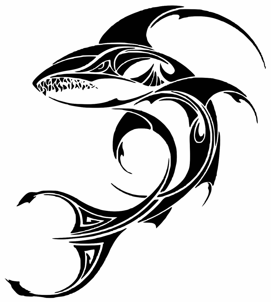 Tribal Shark stencil