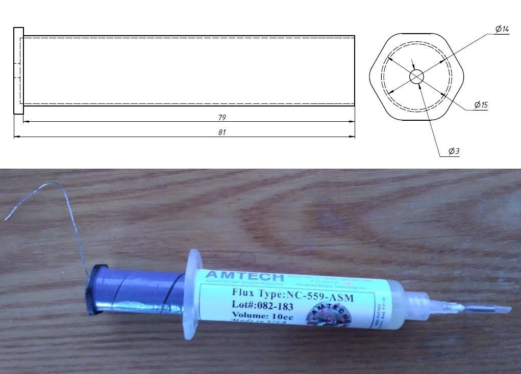 Flux syringe plunger for solder